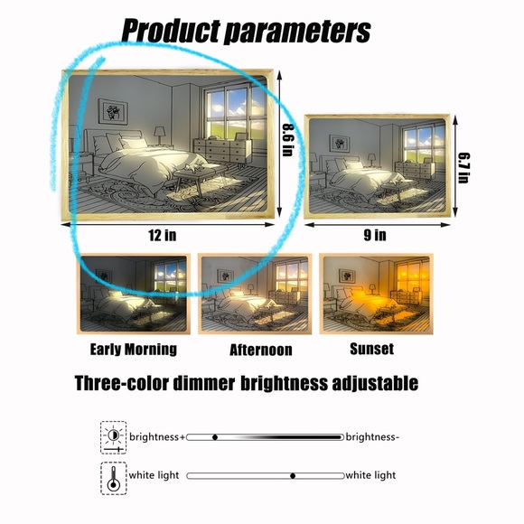 Lighting Painting Decoration, 3-Color Acrylic Adjustable LED Glowing Photo Frame - Picture 7 of 10